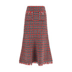 Self-Portrait Red Cotton Midi Skirt