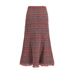 Self-Portrait Red Cotton Midi Skirt