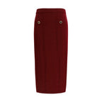 Alessandra Rich Bordeaux Wool Oves Aries Midi Skirt