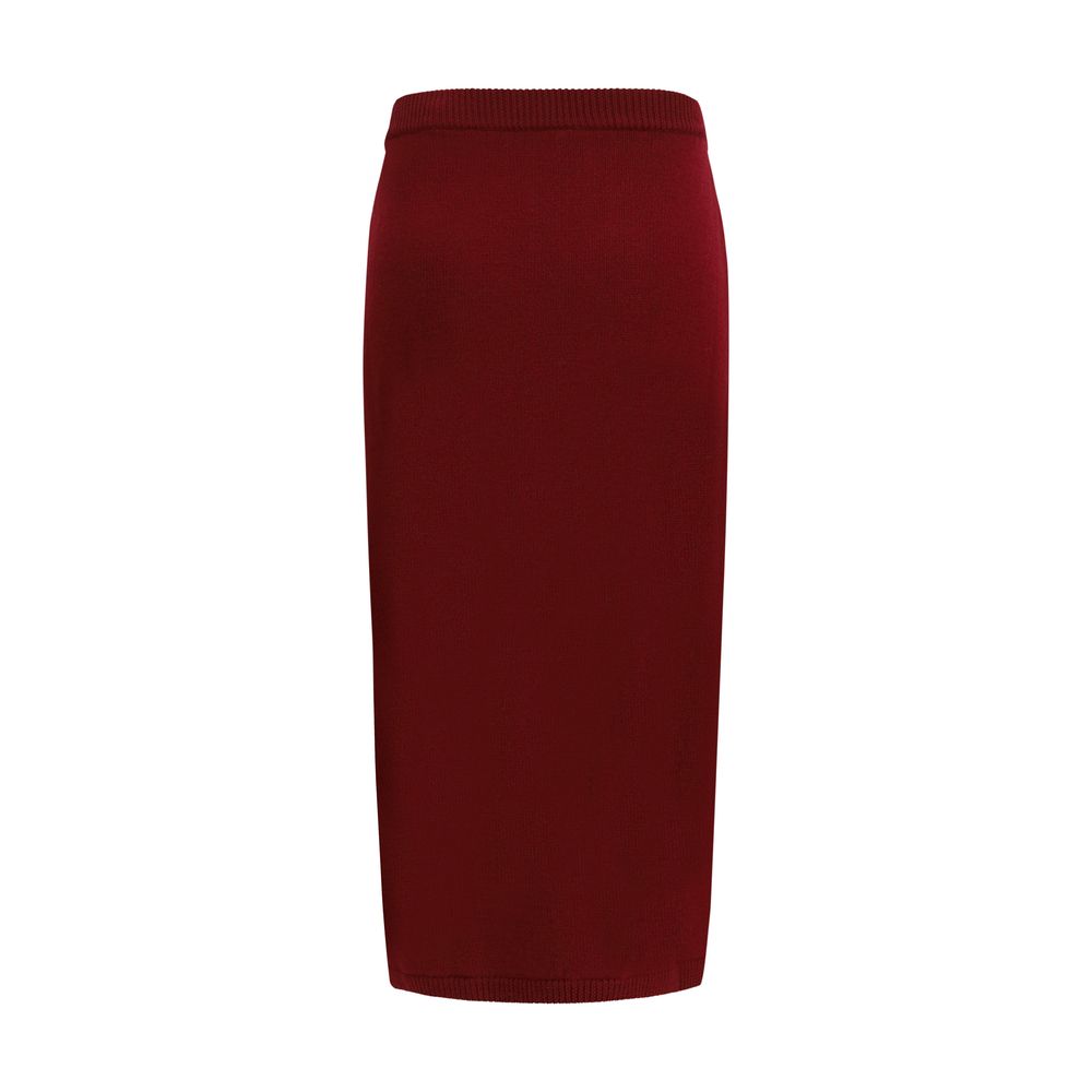 Alessandra Rich Bordeaux Wool Oves Aries Midi Skirt