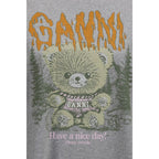 Ganni Gray Cotton T-Shirt