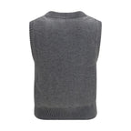 Ganni Gray Wool Oves Aries Sleeveles Sweater