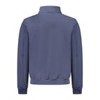 Norway 1963 blue polyester men's jacket with front zipper and collar, casual style, shown on a hanger.