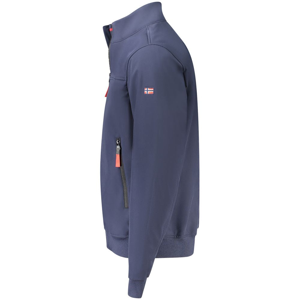 Norway 1963 blue polyester men's jacket with a front zipper and collar, displayed on a plain background.