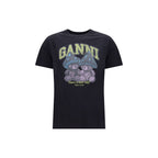 Ganni Gray Cotton T-Shirt