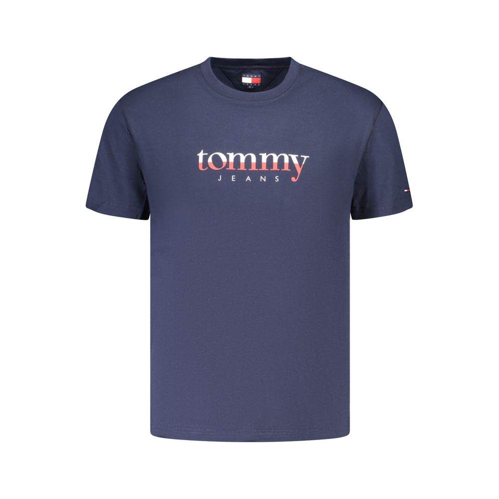 Blue cotton men's T-shirt by Tommy Hilfiger, featuring a classic fit and brand logo on the chest.