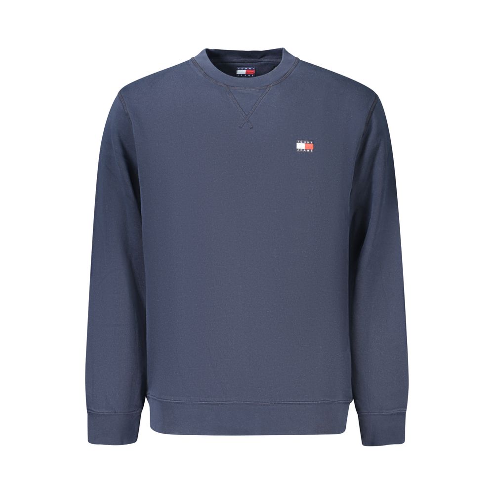 Blue cotton men's sweatshirt by Tommy Hilfiger, featuring a classic fit and logo detail, shown on a plain background.