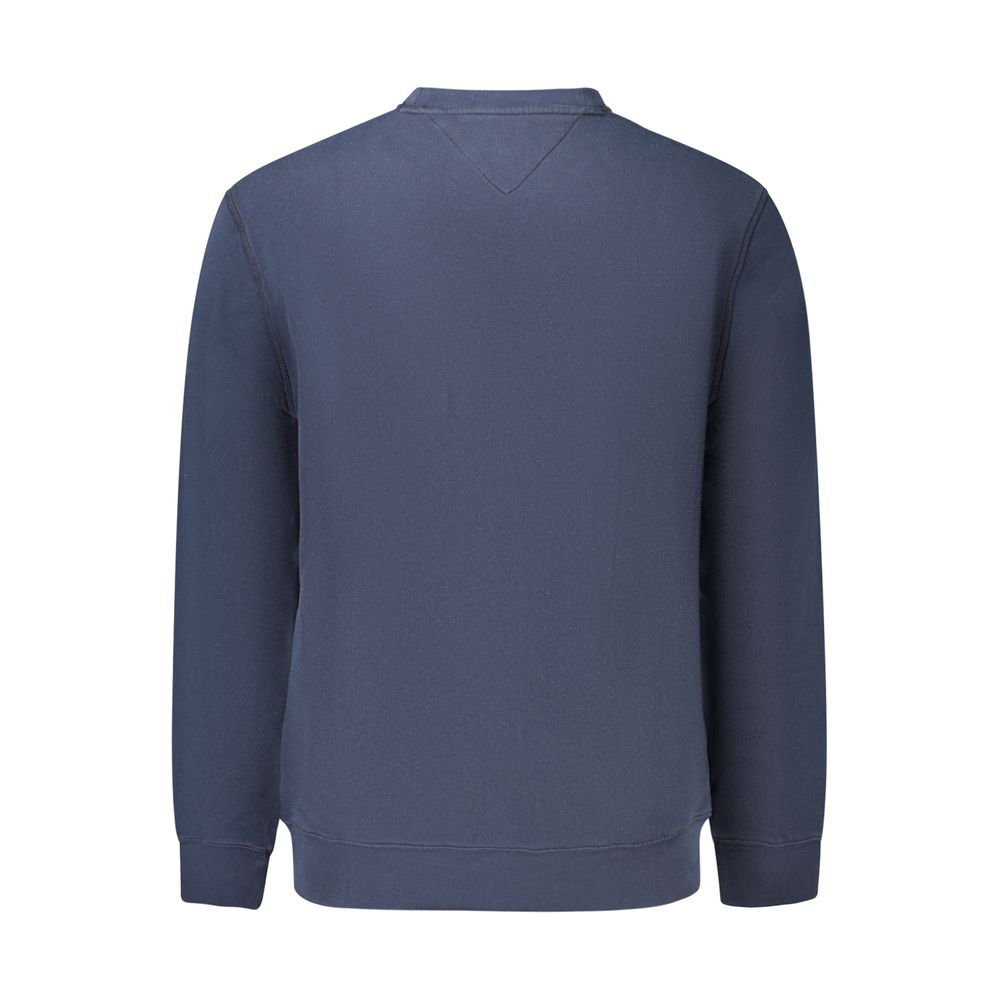 Tommy Hilfiger blue men's cotton sweatshirt with a crew neck and logo detail on the front.