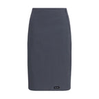 Miu Miu Gray Cotton Midi Skirt
