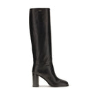 Prada Black Calf Leather Bos Taurus High Heel Boots