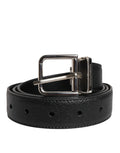Dolce & Gabbana Black Calf Leather Classic Silver Buckle Belt - Eljoys Fashion 
