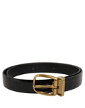 Dolce & Gabbana Black Classic Leather Gold Tone Buckle Belt - Eljoys Fashion 