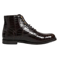 Dolce & Gabbana Dark Brown Leather Lace Up Short Boots Shoes - Eljoys Fashion 