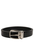 Dolce & Gabbana Black Classic Leather Silver Tone Buckle Belt