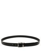 Dolce & Gabbana Black Leather Silver Tone Metal Buckle Belt