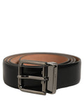 Dolce & Gabbana Black Calf Leather Silver Metal Buckle Belt - Eljoys Fashion 