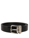 Dolce & Gabbana Black Classic Leather Silver Tone Buckle Belt - Eljoys Fashion 