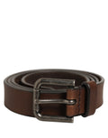 Dolce & Gabbana Brown Leather Silver Tone Metal Buckle Belt - Eljoys Fashion 