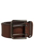 Dolce & Gabbana Belt Brown Leather Double Prong Metal Buckle - Eljoys Fashion 