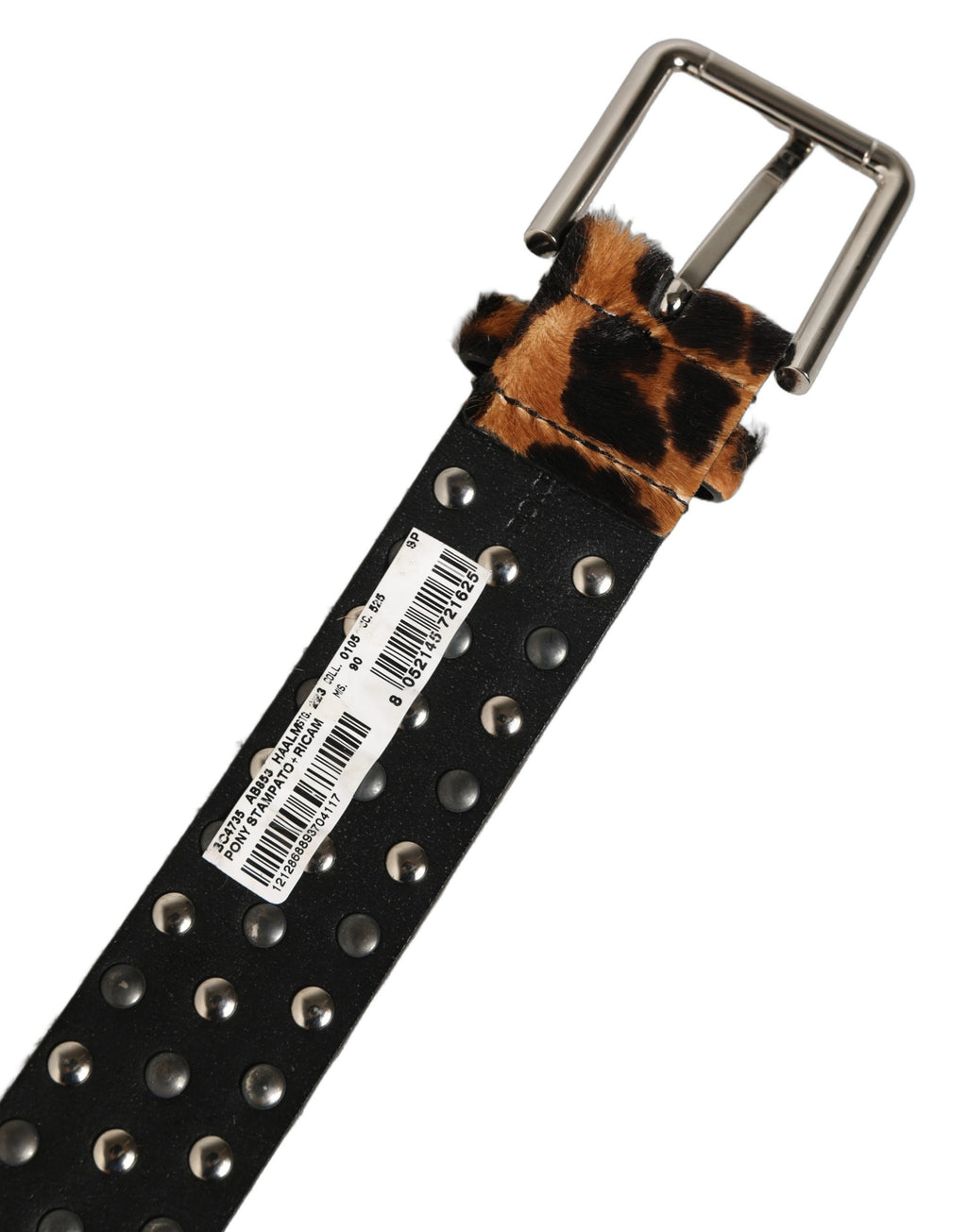 Dolce & Gabbana Brown Leopard Calf Hair Studs Metal Buckle Belt - Eljoys Fashion 