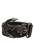 Dolce & Gabbana Black Leather Anchor Logo Metal Buckle Belt - Eljoys Fashion 