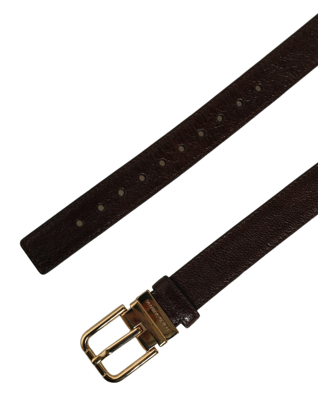 Dolce & Gabbana Men Brown Leather Gold Tone Metal Buckle Belt - Eljoys Fashion 