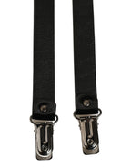 Dolce & Gabbana Black Adjustable Silver Metal Clips Suspenders