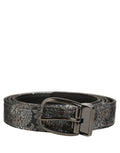 Dolce & Gabbana Silver Black Floral Jacquard Metal Buckle Belt - Eljoys Fashion 