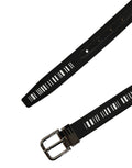 Dolce & Gabbana Black Fabric Leather Barcode Silver Buckle Belt