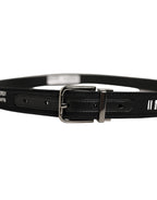 Dolce & Gabbana Black Fabric Leather Barcode Silver Buckle Belt