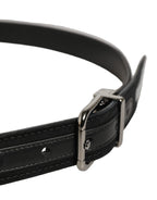 Dolce & Gabbana Black Fabric Leather Barcode Silver Buckle Belt