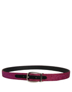 Dolce & Gabbana Men Fuchsia Glitter Silver Metal Buckle Belt