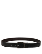 Dolce & Gabbana Black Classic Leather Silver Tone Buckle Belt