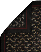 Dolce & Gabbana Black Horse Silk Pocket Square Foulard Scarf