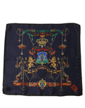 Dolce & Gabbana Navy Blue Heraldic Silk Square Foulard Scarf - Eljoys Fashion 