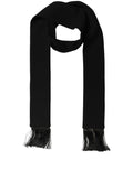 Dolce & Gabbana Men Black Wool Knitted Fringed Foulard Scarf - Eljoys Fashion 