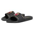 Dolce & Gabbana Black Heart Patch Rubber Calfskin Slippers Shoes - Eljoys Fashion 