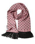 Dolce & Gabbana Pink Polka Dot Silk Fringed Lace Stole Scarf - Eljoys Fashion 