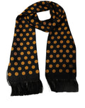 Dolce & Gabbana Men Black Orange Polka Dot Fringed Lace Stole Scarf - Eljoys Fashion 