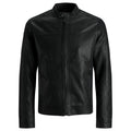 Jack Jones Black Polyamide Leather Jacket