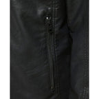 Jack Jones Black Polyamide Leather Jacket