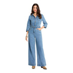 Morgan De Toi Light Blue Cotton Jumpsuit