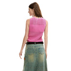 Desigual Pink Cotton Tank Tops