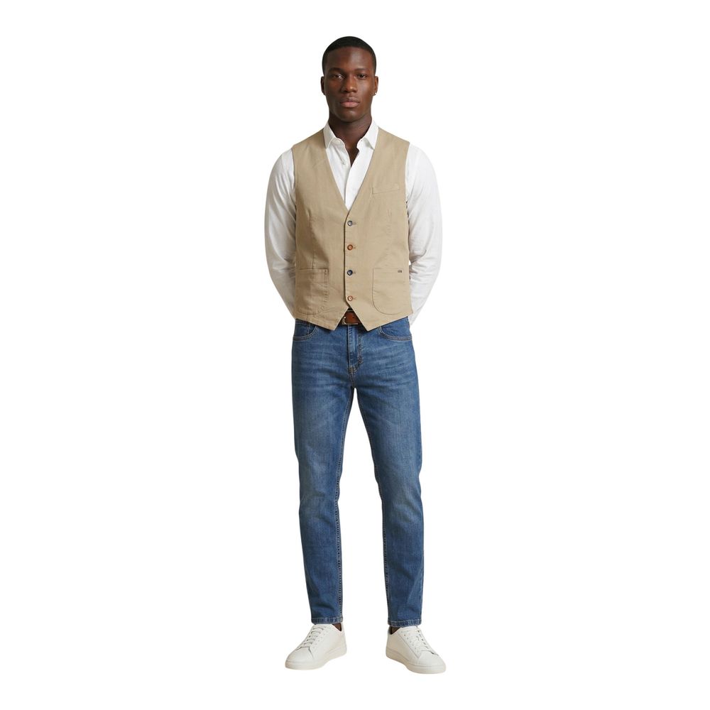 Gianni Lupo Beige Cotton Waistcoat - Eljoys Fashion 