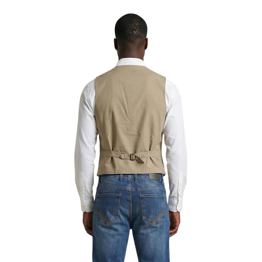 Gianni Lupo Beige Cotton Waistcoat - Eljoys Fashion 