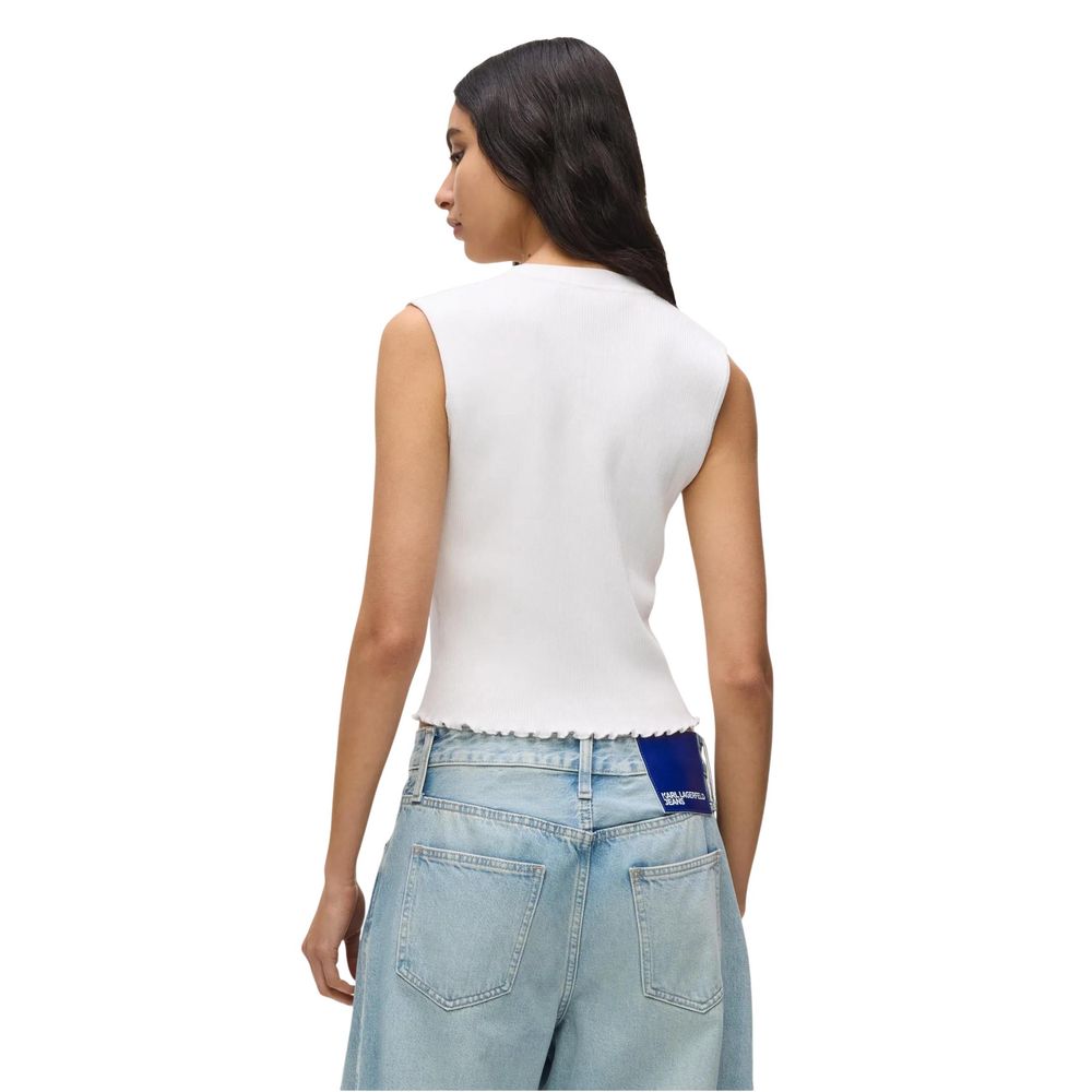 Karl Lagerfeld White Viscose Tank Tops