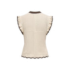 Jacqueline De Yong Beige Cotton Sleeveles T-Shirt
