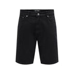 Only & Sons Black Organic Cotton Bermuda Shorts