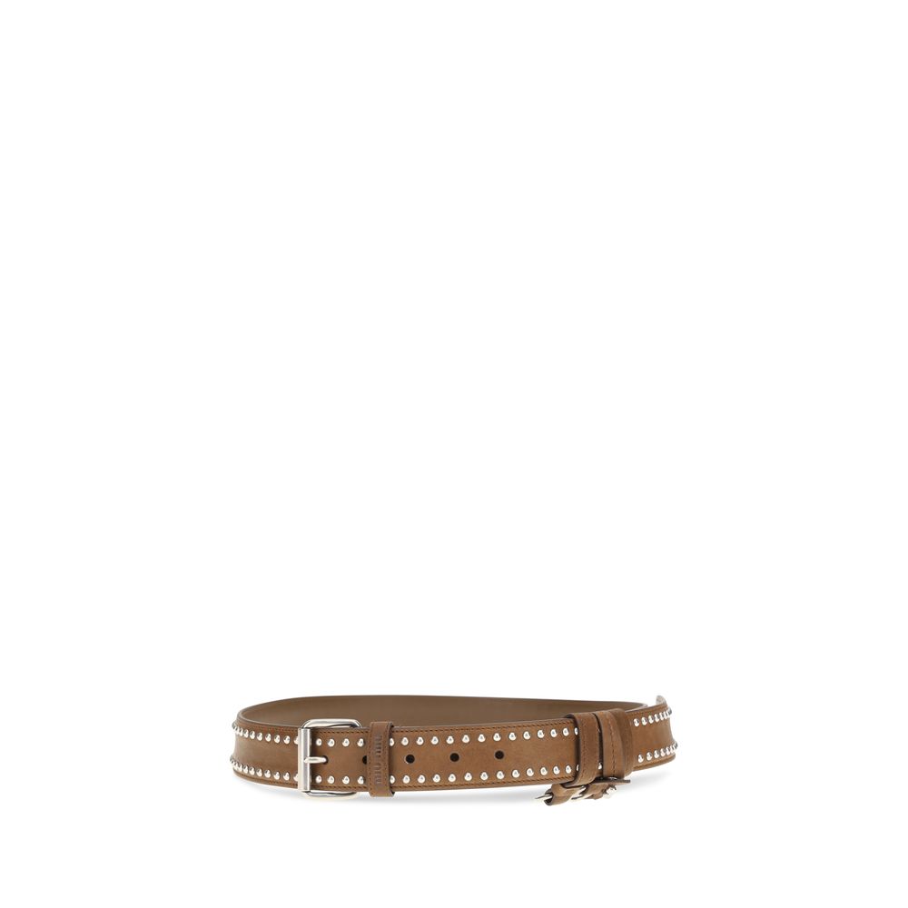 Miu Miu Brown Suede Leather Regular Belt