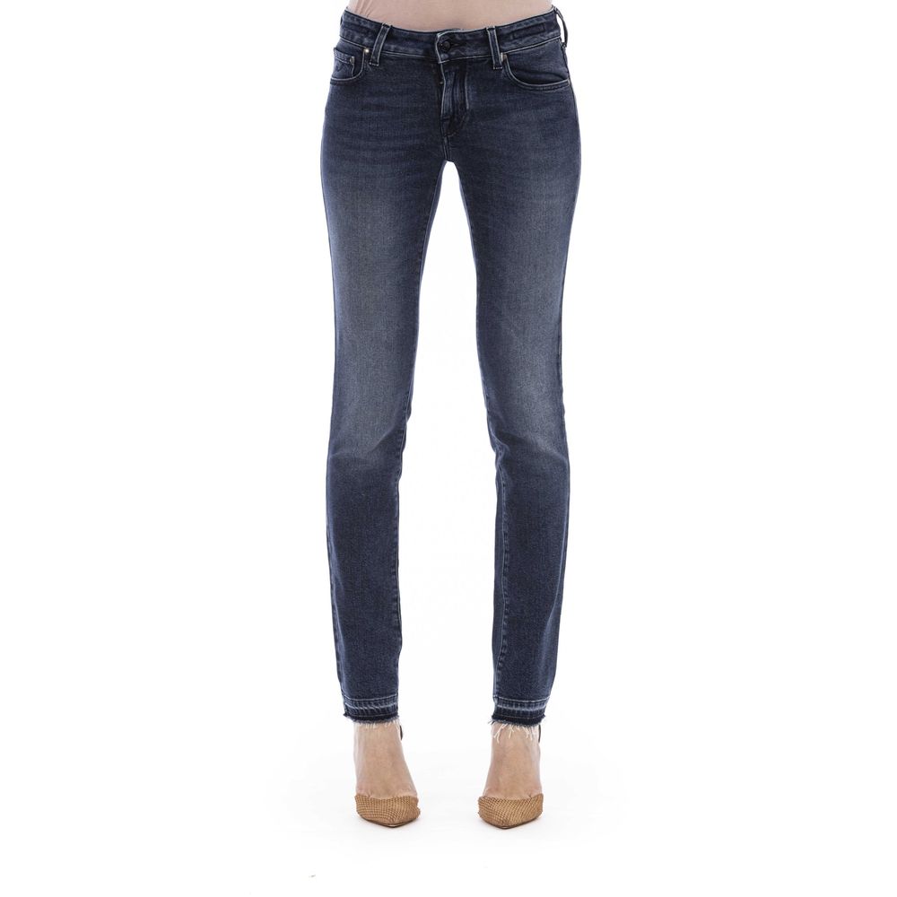Jacob Cohen blue cotton women's jeans with classic five-pocket design and slim fit, displayed on a neutral background.